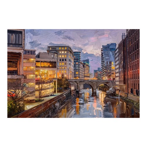 Artwork city reflection - city,