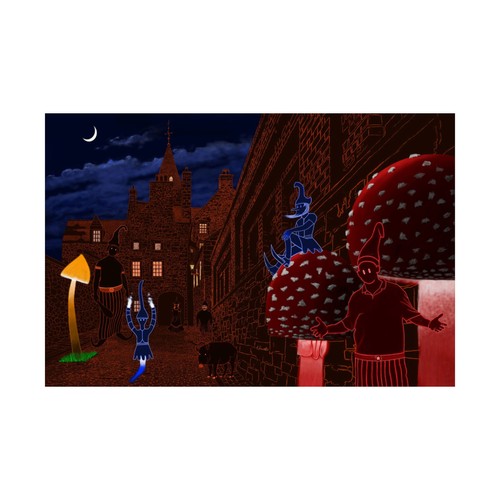 Surreal mushroom night city - mushroom,