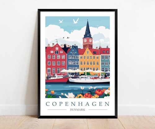 Copenhagen travel poster print - travel,