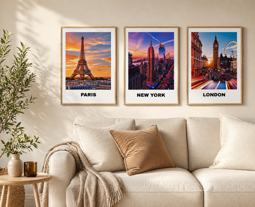Paris new york london wall - wall, art