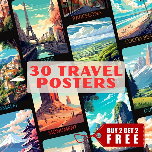 Travel posters vintage - a4,