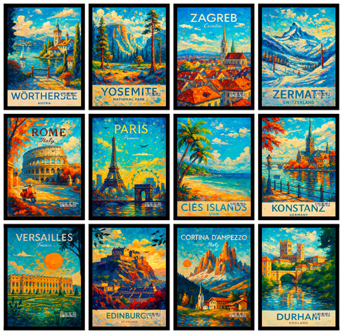 World cities travel poster - cities,