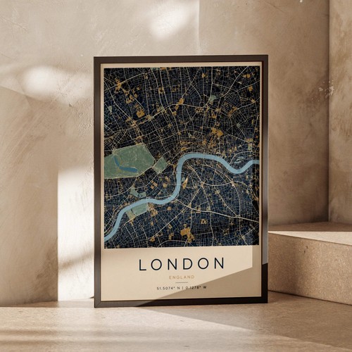 London city map poster navy - map, poster,