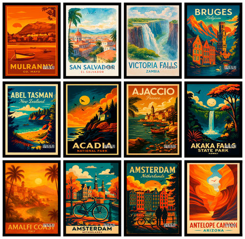 World cities travel poster - world,